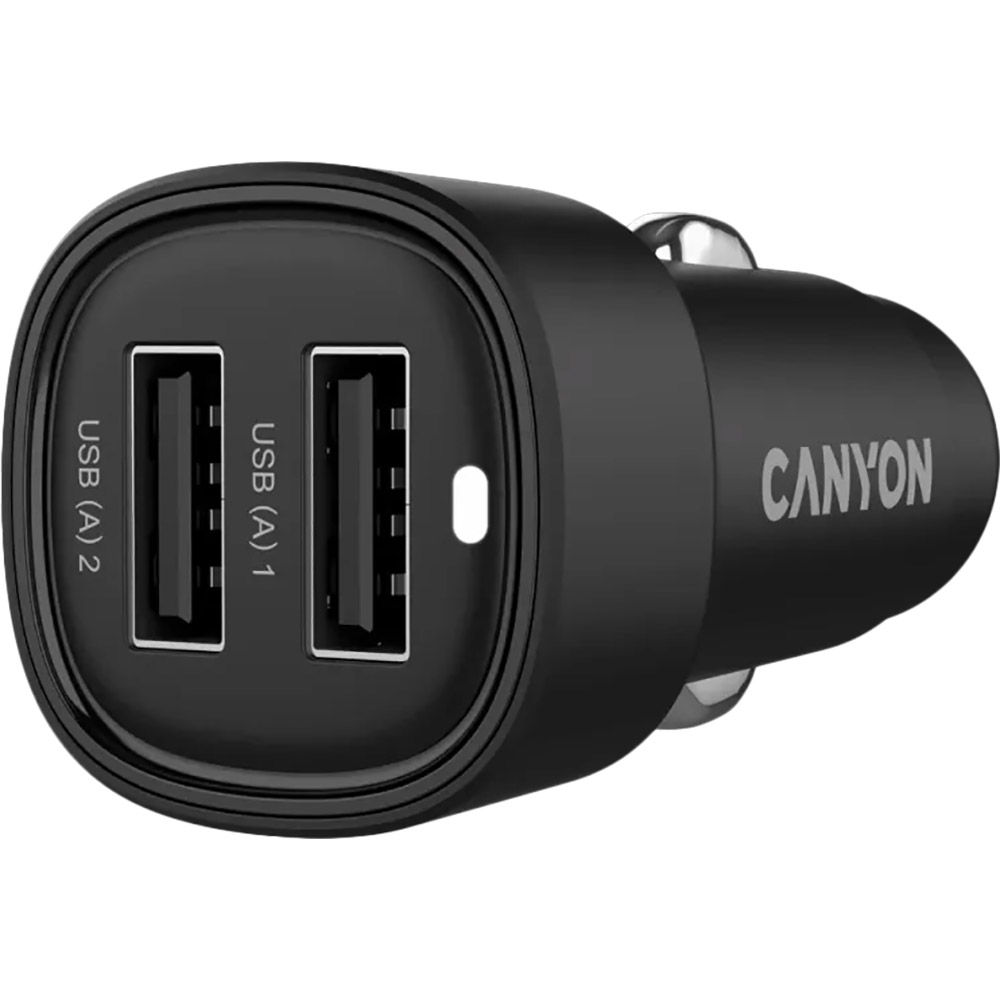 Автомобильное зарядное устройство Canyon OnDrive 24 24W 2xUSB-A Black (CNE-CCABR2AA) Выходной разъем USB 