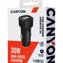 Автомобильное зарядное устройство Canyon OnDrive 30 PD 30W USB-C Black (CNE-CCABR2C)