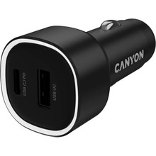 Автомобильное зарядное устройство CANYON OnDrive 48 PD 48W USB-A+USB-C Black (CNE-CCABR3AC)