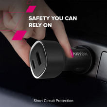 Автомобильное зарядное устройство CANYON OnDrive 48 PD 48W USB-A+USB-C Black (CNE-CCABR3AC)