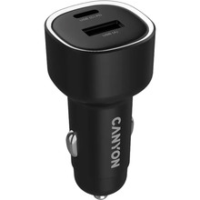 Автомобильное зарядное устройство CANYON OnDrive 48 PD 48W USB-A+USB-C Black (CNE-CCABR3AC)