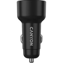 Автомобильное зарядное устройство CANYON OnDrive 48 PD 48W USB-A+USB-C Black (CNE-CCABR3AC)