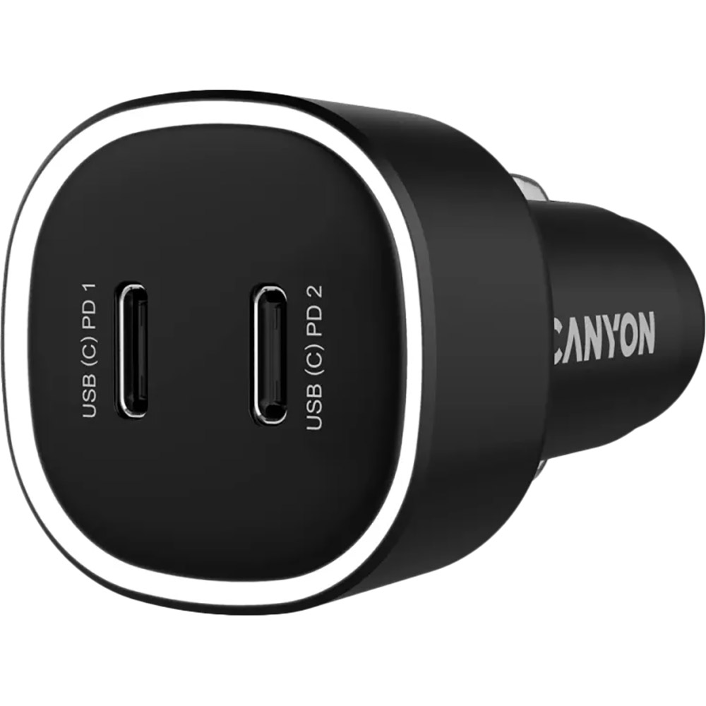 Автомобильное зарядное устройство Canyon OnDrive 60 PD 60W 2xUSB-C Black (CNE-CCABR3CC) Выходной разъем USB Type-C