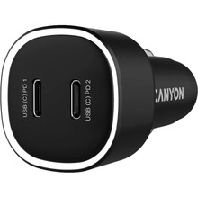 Автомобильное зарядное устройство Canyon OnDrive 60 PD 60W 2xUSB-C Black (CNE-CCABR3CC)