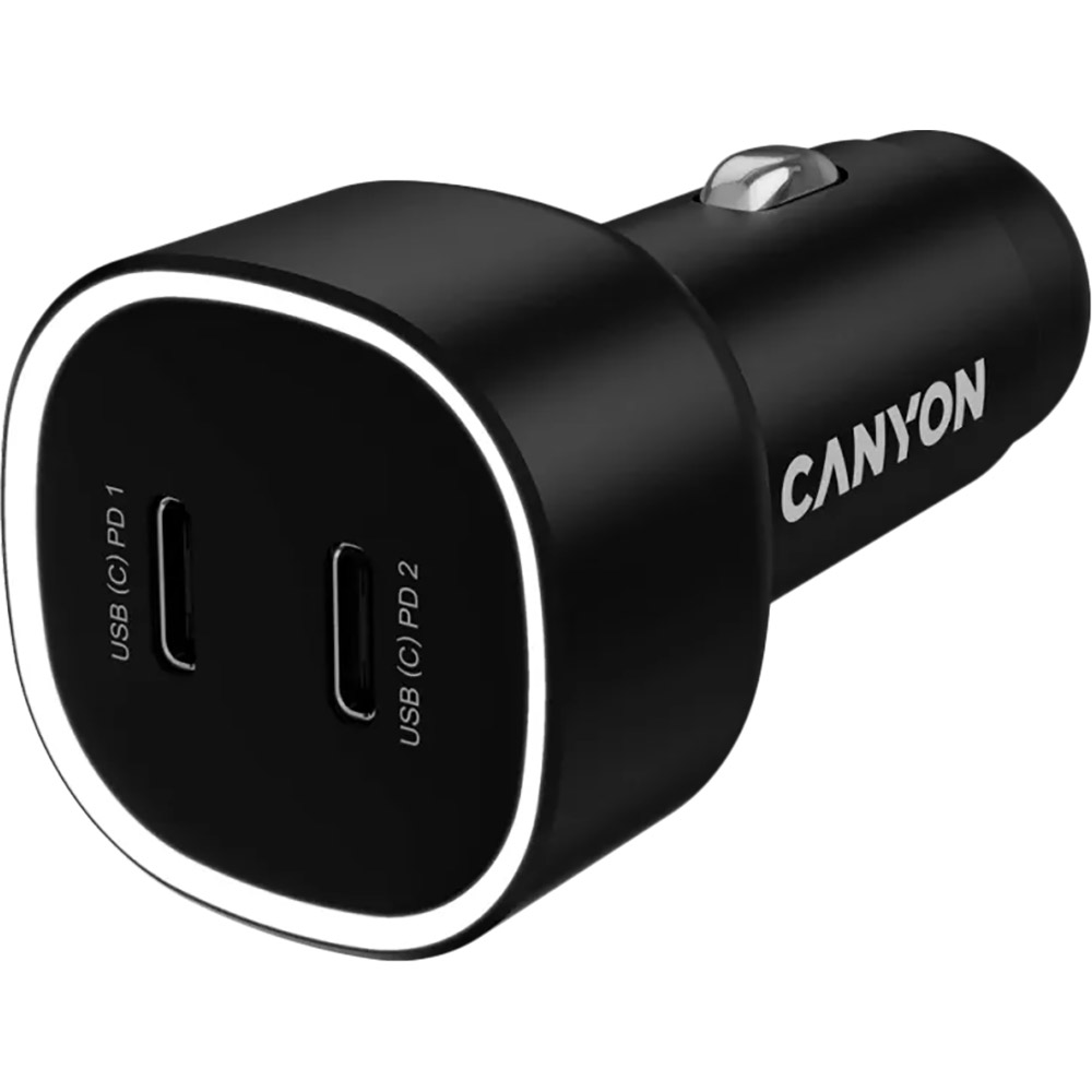 Автомобильное зарядное устройство Canyon OnDrive 60 PD 60W 2xUSB-C Black (CNE-CCABR3CC) Кабель отсутствует