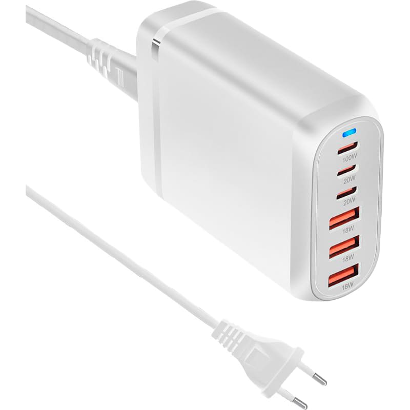 Зарядний пристрій GELIUS Force GaN 100W White (GP-HC063) Тип мережевий зарядний пристрій