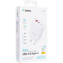 Сетевое зарядное устройство GELIUS Stratus 45W White (GP-HC068)