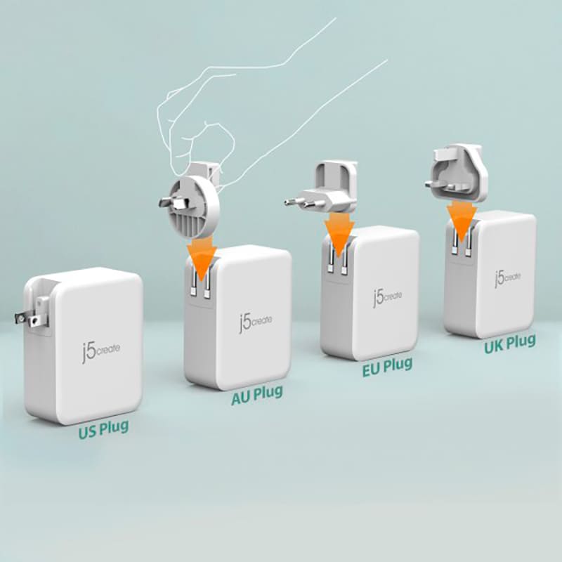 Сетевое зарядное устройство J5CREATE GaN 130W White (JUP43130E-EN) Выходной разъем USB 