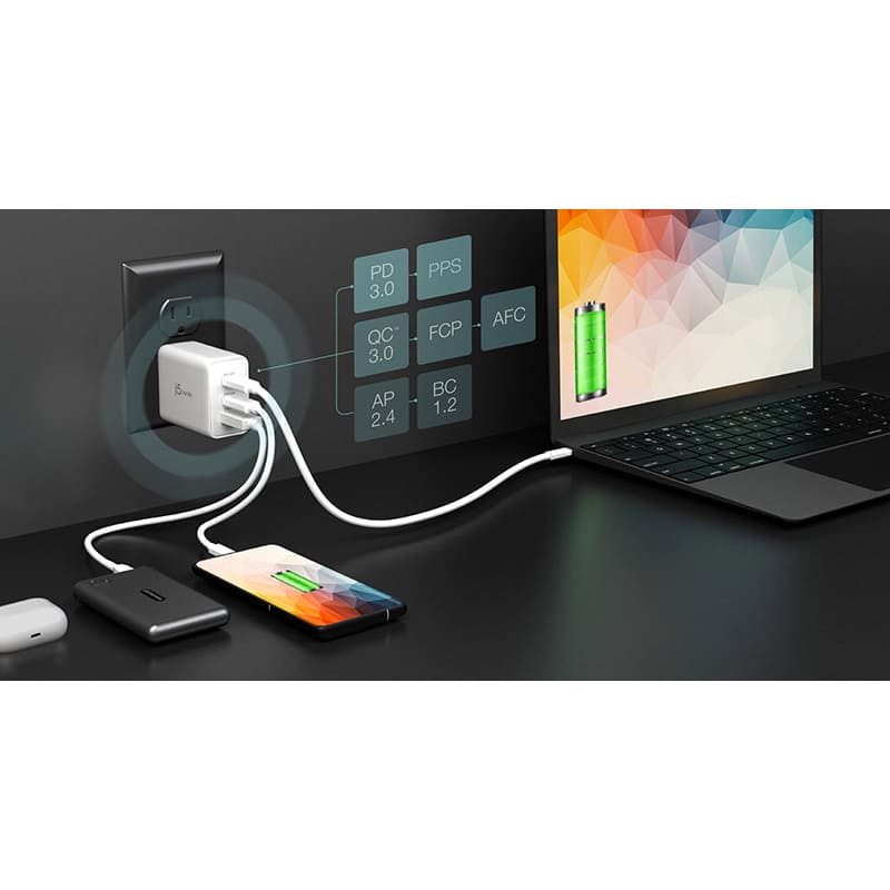 Покупка Сетевое зарядное устройство J5CREATE GaN 65W White (JUP3365E-EN)