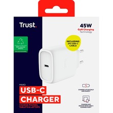 Зарядний пристрій TRUST Maxo 45W GaN White (25522)