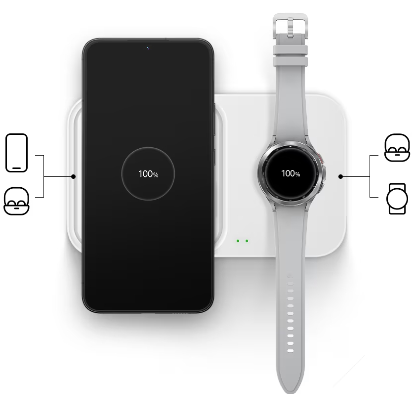 Фото Беспроводное зарядное устройство SAMSUNG 15W Wireless Charger Duo w/o TA White (EP-P5400BWEGEU)