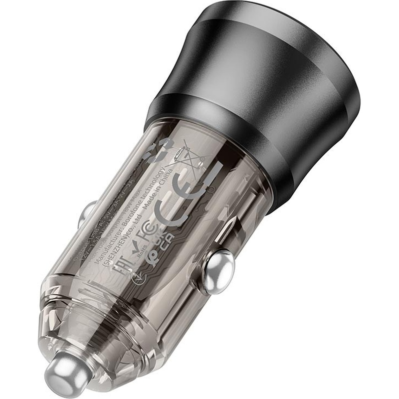Внешний вид Автомобильное зарядное устройство BOROFONE BZ23 Noble Transparent Black (6941991106903)