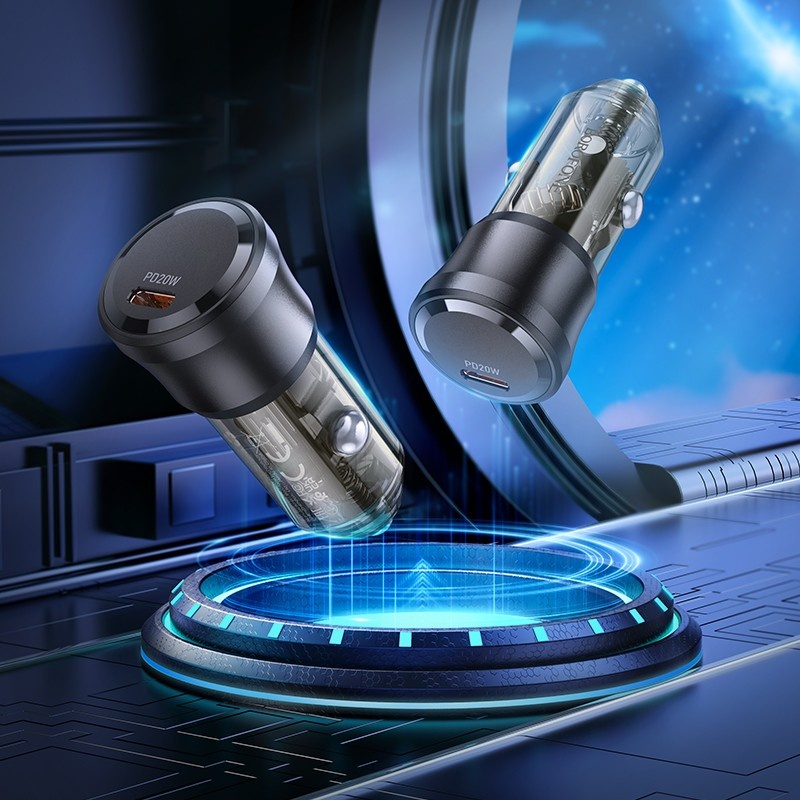 Покупка Автомобильное зарядное устройство BOROFONE BZ24 PD20W Transparent Black (6941991106934)