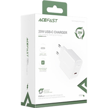 Сетевое зарядное устройство ACEFAST A1 PD20W single USB-C charger White (6974316280040)