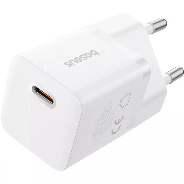 Сетевое зарядное устройство BASEUS GaN5 Fast Charger mini 1C 25W EU Moon White (P10110909213-00) Кабель отсутствует