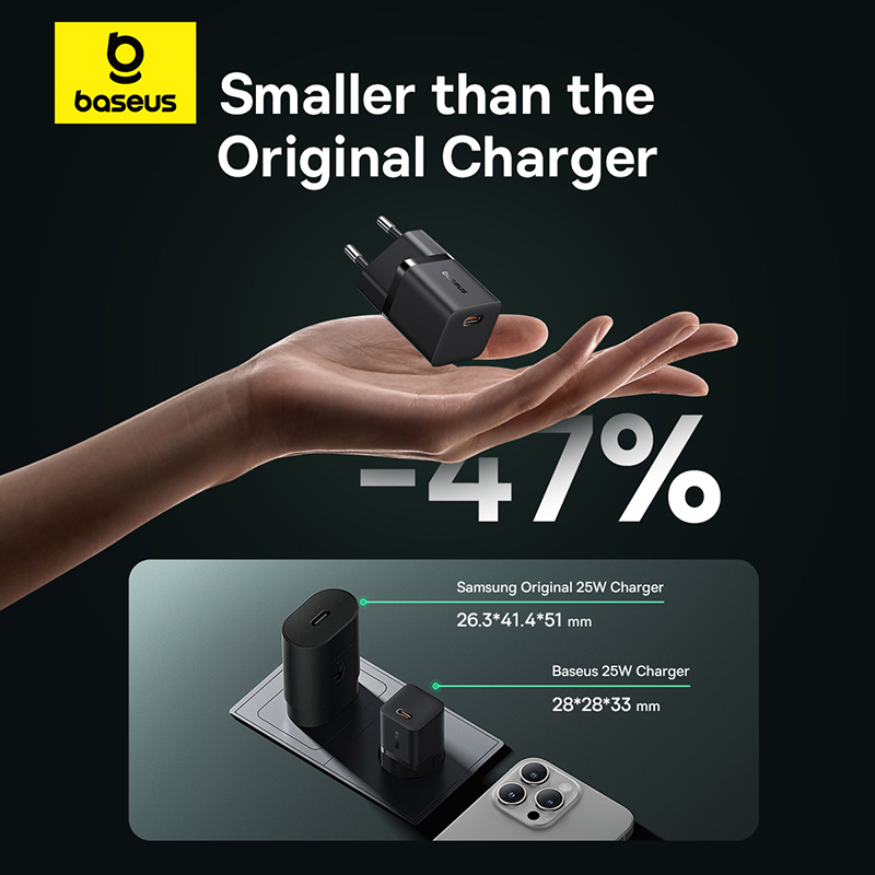 Обзор Сетевое зарядное устройство BASEUS GaN5 Fast Charger mini 1C 25W EU Cluster Black (P10110909113-00)