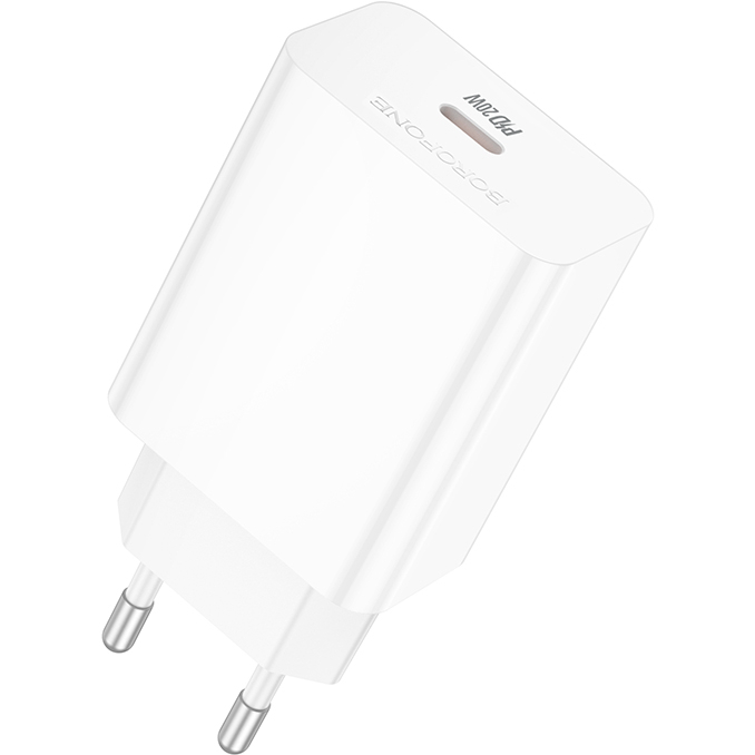 Сетевое зарядное устройство BOROFONE BA21A Pro Long journey single port PD20W charger White (6941991111402)
