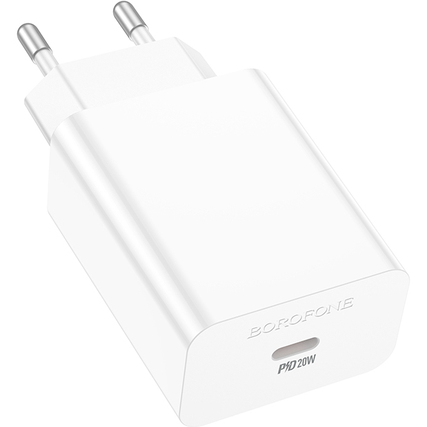 Сетевое зарядное устройство BOROFONE BA21A Pro Long journey single port PD20W charger White (6941991111402) Мощность 20