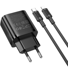 Сетевое зарядное устройство BOROFONE BA83A Flare star PD20W+QC3.0 charger set C to iP Black (6941991117350)