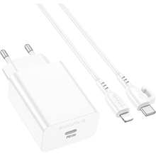 Сетевое зарядное устройство BOROFONE BA21A Pro Long journey single port PD20W charger set C to iP White (6941991111419)