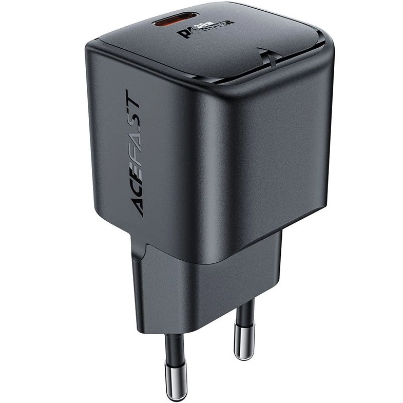 Сетевое зарядное устройство ACEFAST A77 mini PD30W GaN USB-C charger Black (6974316282662)