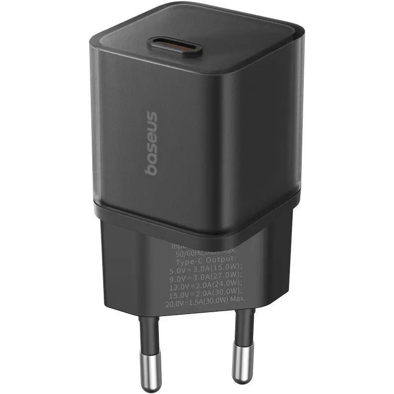 Зарядний пристрій BASEUS GaN5S Fast Charger 1C 30W EU Cluster Black (P10162504113-00)