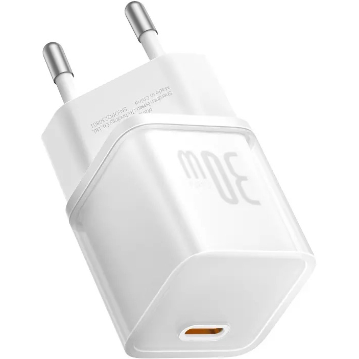 Зарядний пристрій BASEUS GaN5S Fast Charger 1C 30W EU Moon White (P10162504213-00) Потужність 30