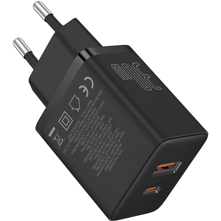 Внешний вид Сетевое зарядное устройство BASEUS Cube Fast Charger C+U 30W EU Cluster Black (P10111404113-00)