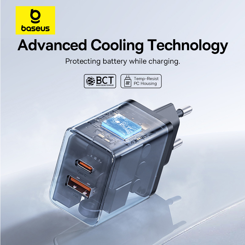 Фото 14 Сетевое зарядное устройство BASEUS Cube Fast Charger C+U 30W EU Cluster Black (P10111404113-00)