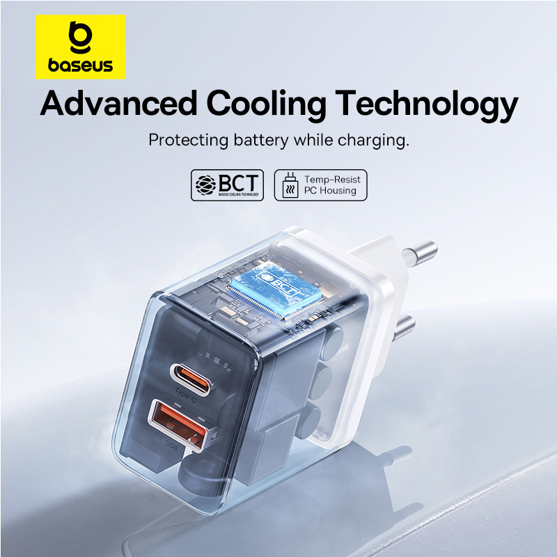 Фото 15 Сетевое зарядное устройство BASEUS Cube Fast Charger C+U 30W EU Moon White (P10111404213-00)