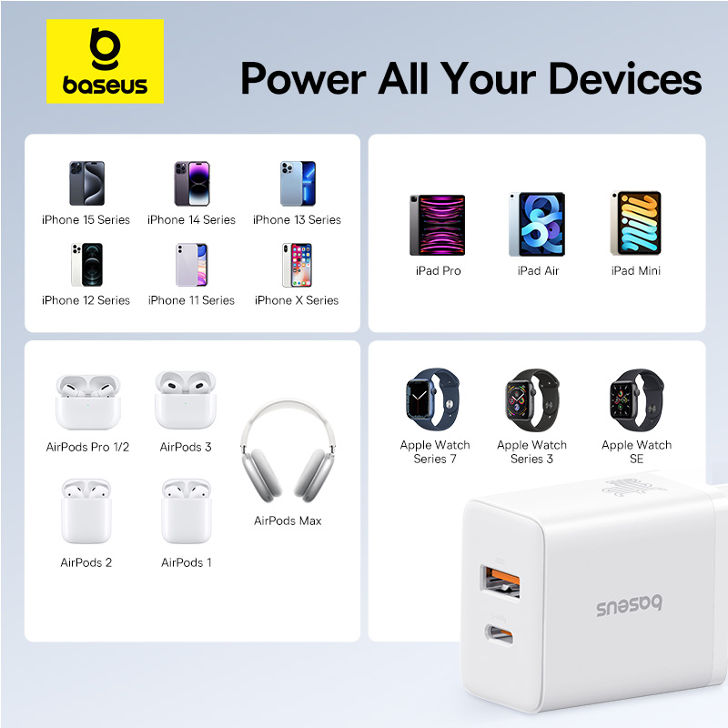 В Фокстрот Сетевое зарядное устройство BASEUS Cube Fast Charger C+U 30W EU Moon White (P10111404213-00)