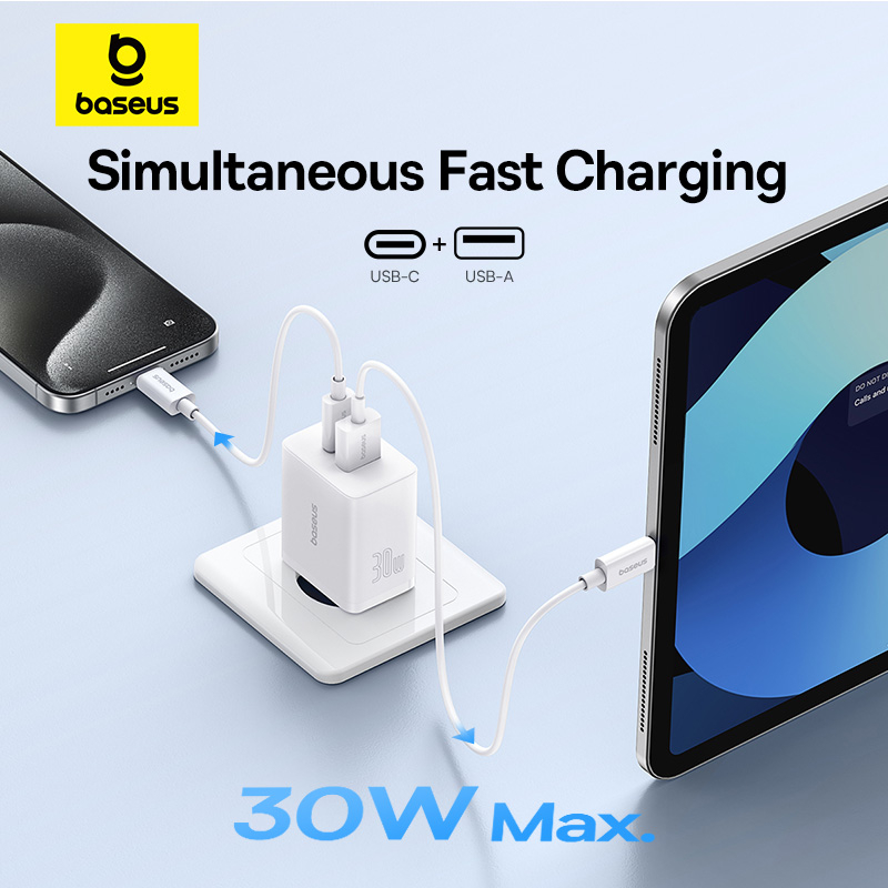 В интернет магазине Сетевое зарядное устройство BASEUS Cube Fast Charger C+U 30W EU Moon White (P10111404213-00)
