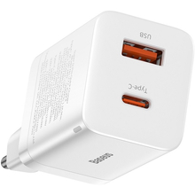 Сетевое зарядное устройство BASEUS Super Si Pro Quick Charger C+U 30W EU White (CCSUPP-E02)