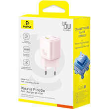 Сетевое зарядное устройство BASEUS PicoGo GaN Fast Charger 1C 45W EU Baby Pink (P10176800413-00)