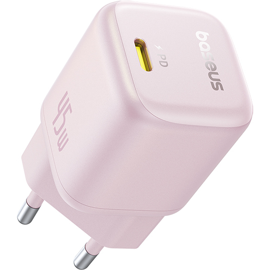 Сетевое зарядное устройство BASEUS PicoGo GaN Fast Charger 1C 45W EU Baby Pink (P10176800413-00) Мощность 45