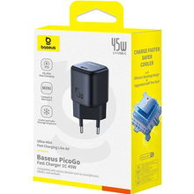 Сетевое зарядное устройство BASEUS PicoGo GaN Fast Charger 1C 45W EU Cosmic Black (P10176800123-00)