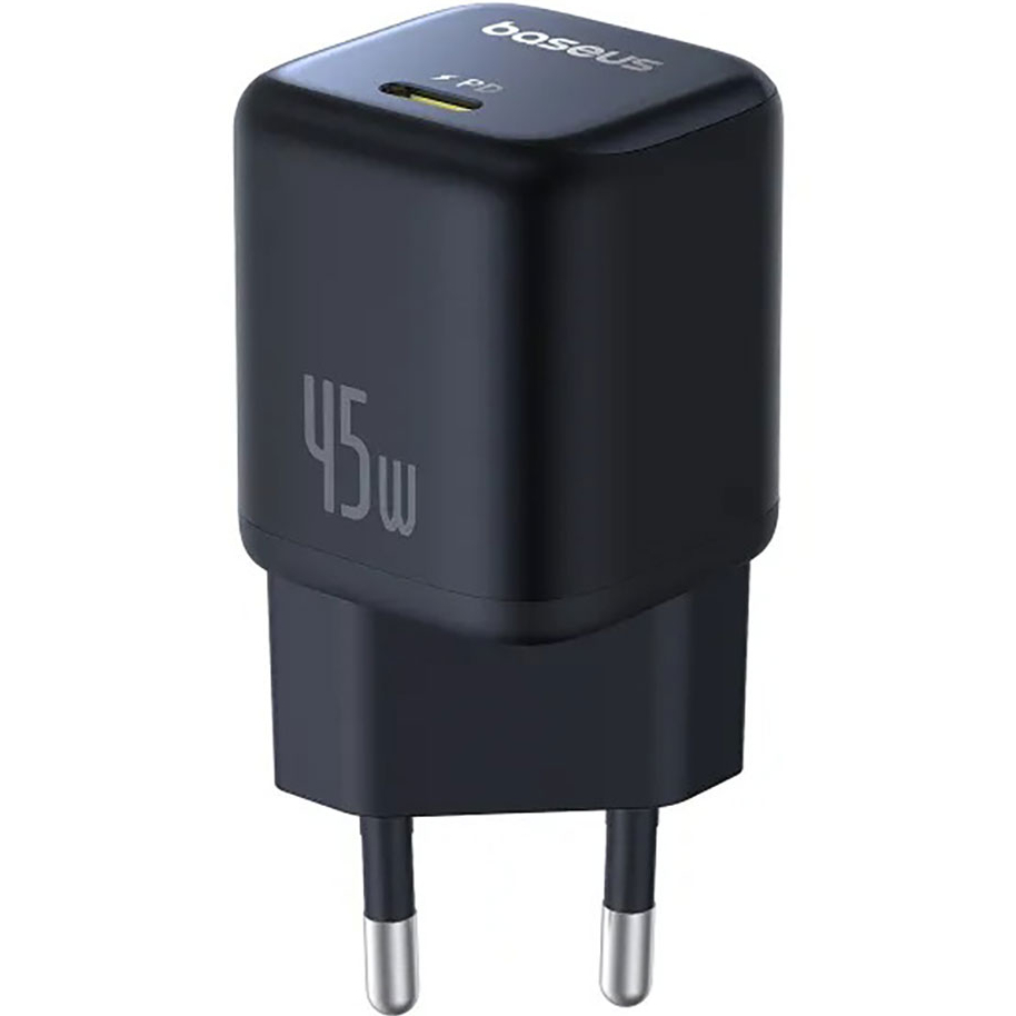 Сетевое зарядное устройство BASEUS PicoGo GaN Fast Charger 1C 45W EU Cosmic Black (P10176800123-00)