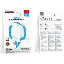 Сетевое зарядное устройство BOROFONE BAS71A + кабель micro USB White (6941991122606)