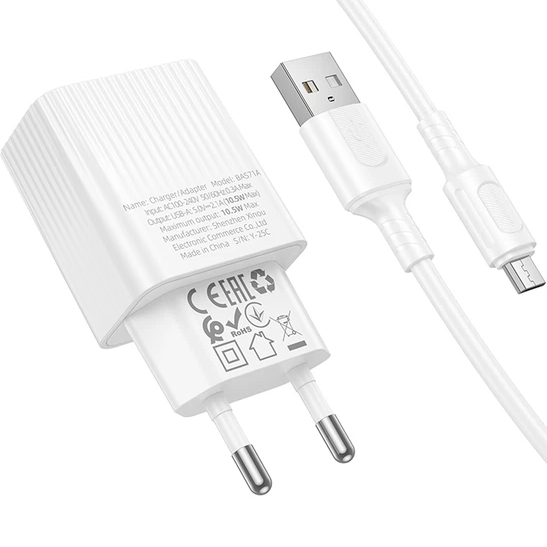 Сетевое зарядное устройство BOROFONE BAS71A + кабель micro USB White (6941991122606) Тип сетевое зарядное устройство
