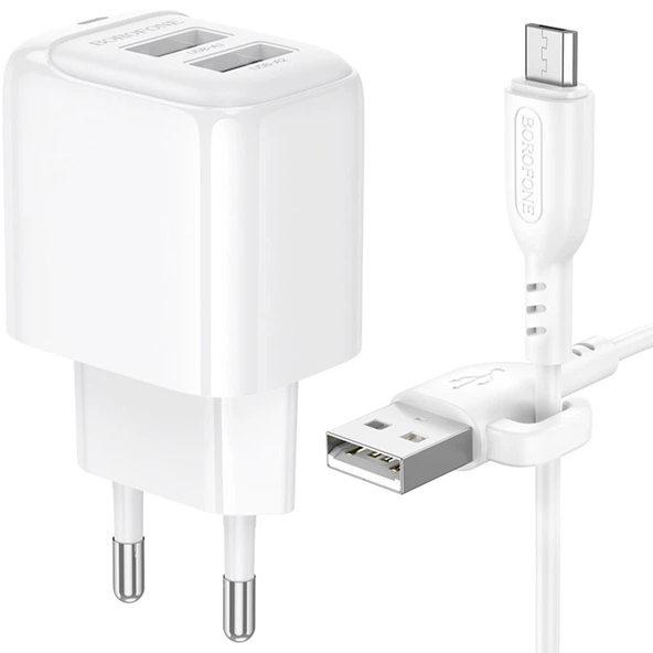 Сетевое зарядное устройство BOROFONE BAS41A + кабель micro USB White (6941991113765) Тип сетевое зарядное устройство