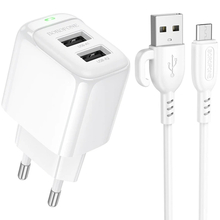 Сетевое зарядное устройство BOROFONE BAS41A + кабель micro USB White (6941991113765)