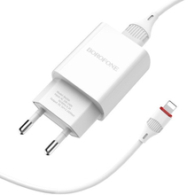 Сетевое зарядное устройство BOROFONE BA20A 10.5W + кабель Lightning White (6931474700728)