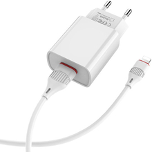 Сетевое зарядное устройство BOROFONE BA20A 10.5W + кабель Lightning White (6931474700728)