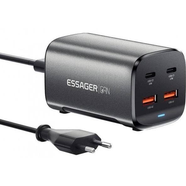 Сетевое зарядное устройство ESSAGER 67W GaN Black (ECT2AC-JYB0G-Z)