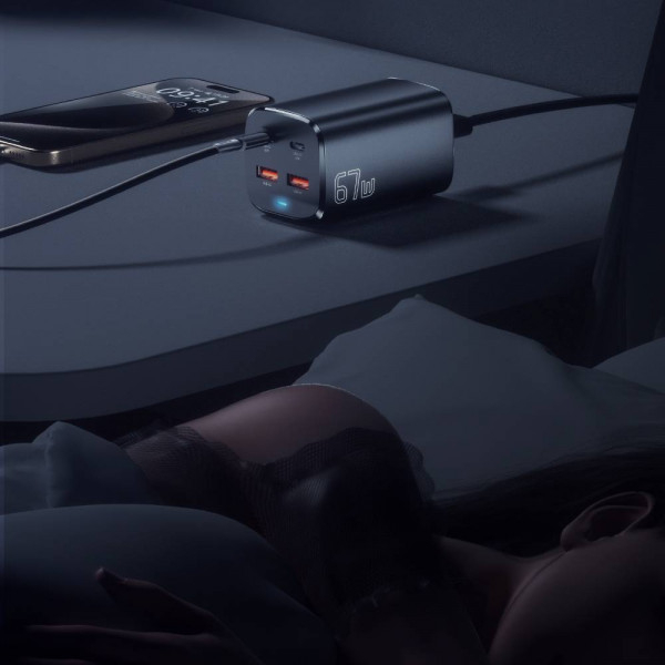 Фото Сетевое зарядное устройство ESSAGER 67W GaN Black (ECT2AC-JYB0G-Z)