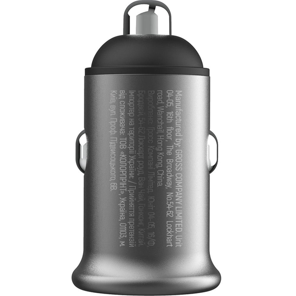 Автомобільний зарядний пристрій COLORWAY 2USB 48W Type-C PD 30W + USB QC3.0 18W Grey (CW-CHA065PD-GR) Тип автомобільний зарядний пристрій