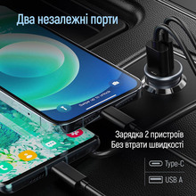 Автомобільний зарядний пристрій COLORWAY 2USB 48W Type-C PD 30W + USB QC3.0 18W Grey (CW-CHA065PD-GR)