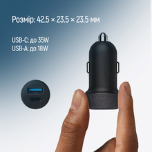 Автомобільний зарядний пристрій COLORWAY 2USB 35W Type-C PD 35W + QC3.0 Black (CW-CHA064PD-BK)