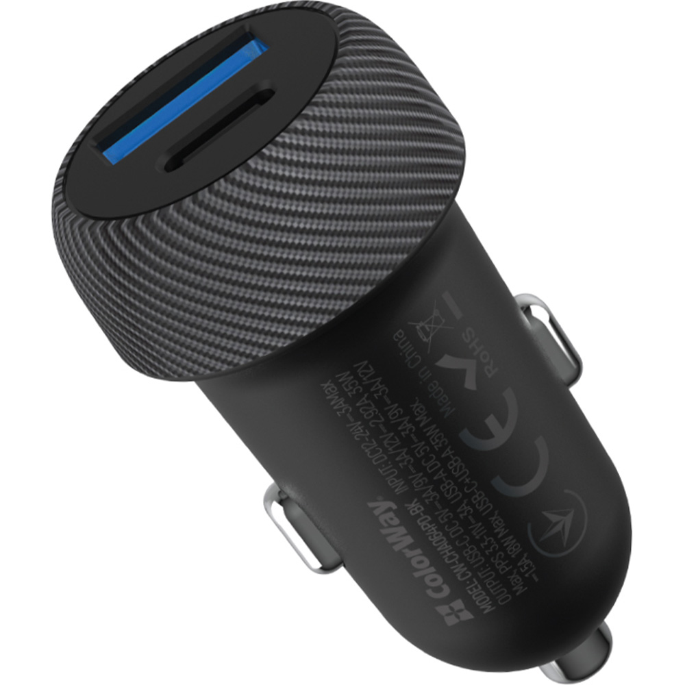 Автомобільний зарядний пристрій COLORWAY 2USB 35W Type-C PD 35W + QC3.0 Black (CW-CHA064PD-BK)