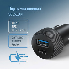 Автомобільний зарядний пристрій COLORWAY 2USB 35W Type-C PD 35W + QC3.0 Black (CW-CHA064PD-BK)